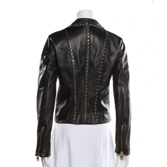 Versace Versus collection gold studded leather jacket size 46 - Picture 6 of 12